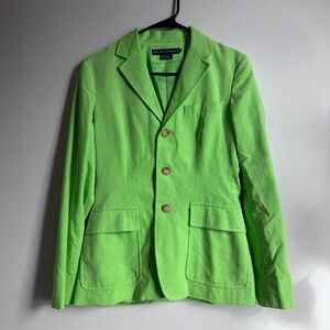 RALPH LAUREN RL ITALY WOMAN SHORT BLAZER SUIT JACKET COTTON VELVET GREEN 4